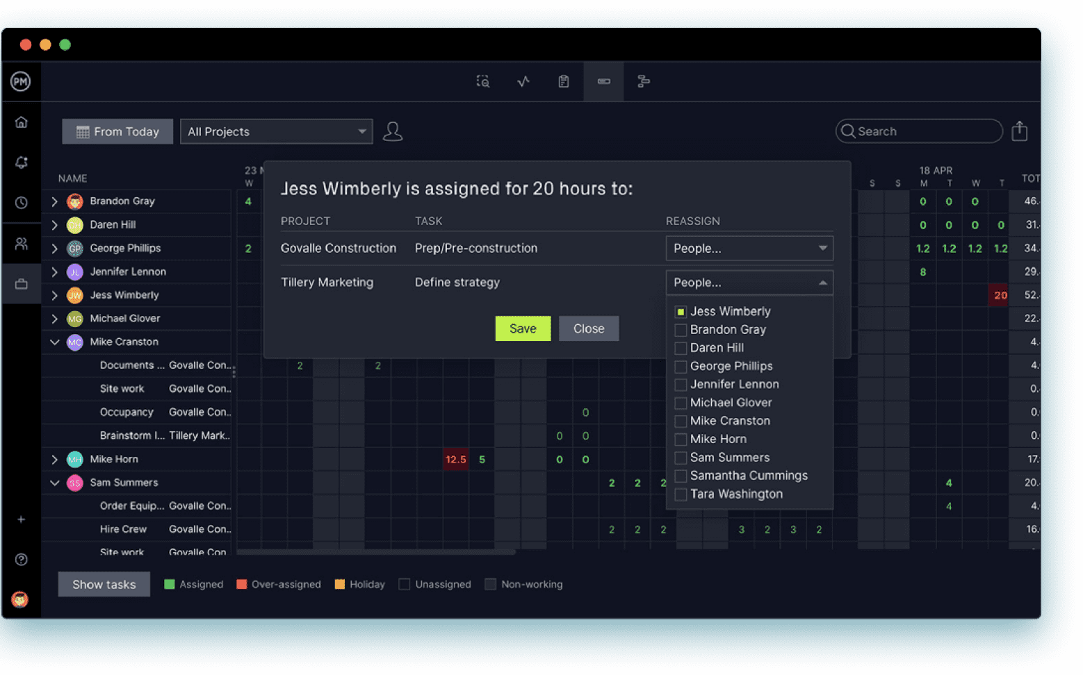 Manage workload and resources with project management software for professional services